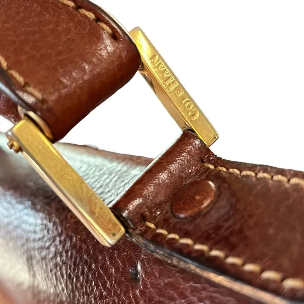 Cole Haan attache briefcase brown leather multi pocket double buckle 18